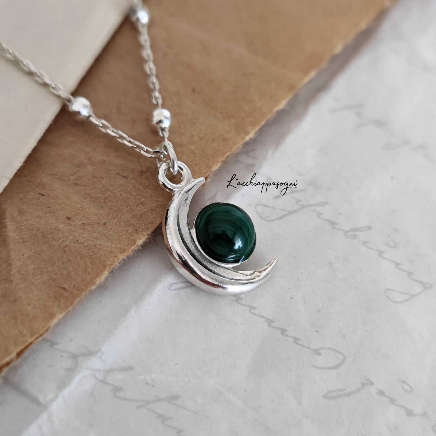 Collana Mezzaluna con Malachite, versione 1
