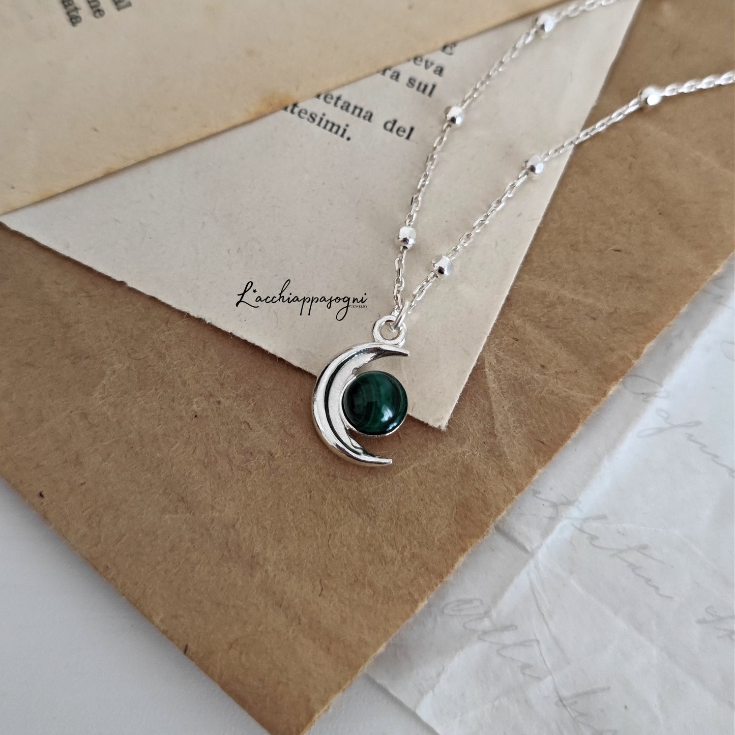 Collana Mezzaluna con Malachite, versione 1