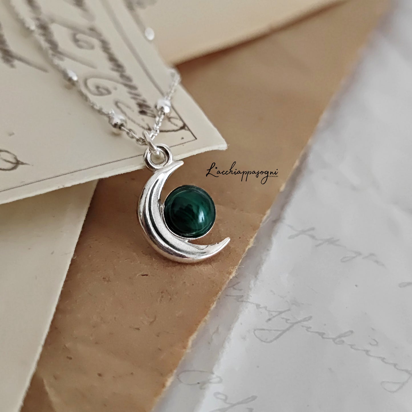 Collana Mezzaluna con Malachite, versione 1