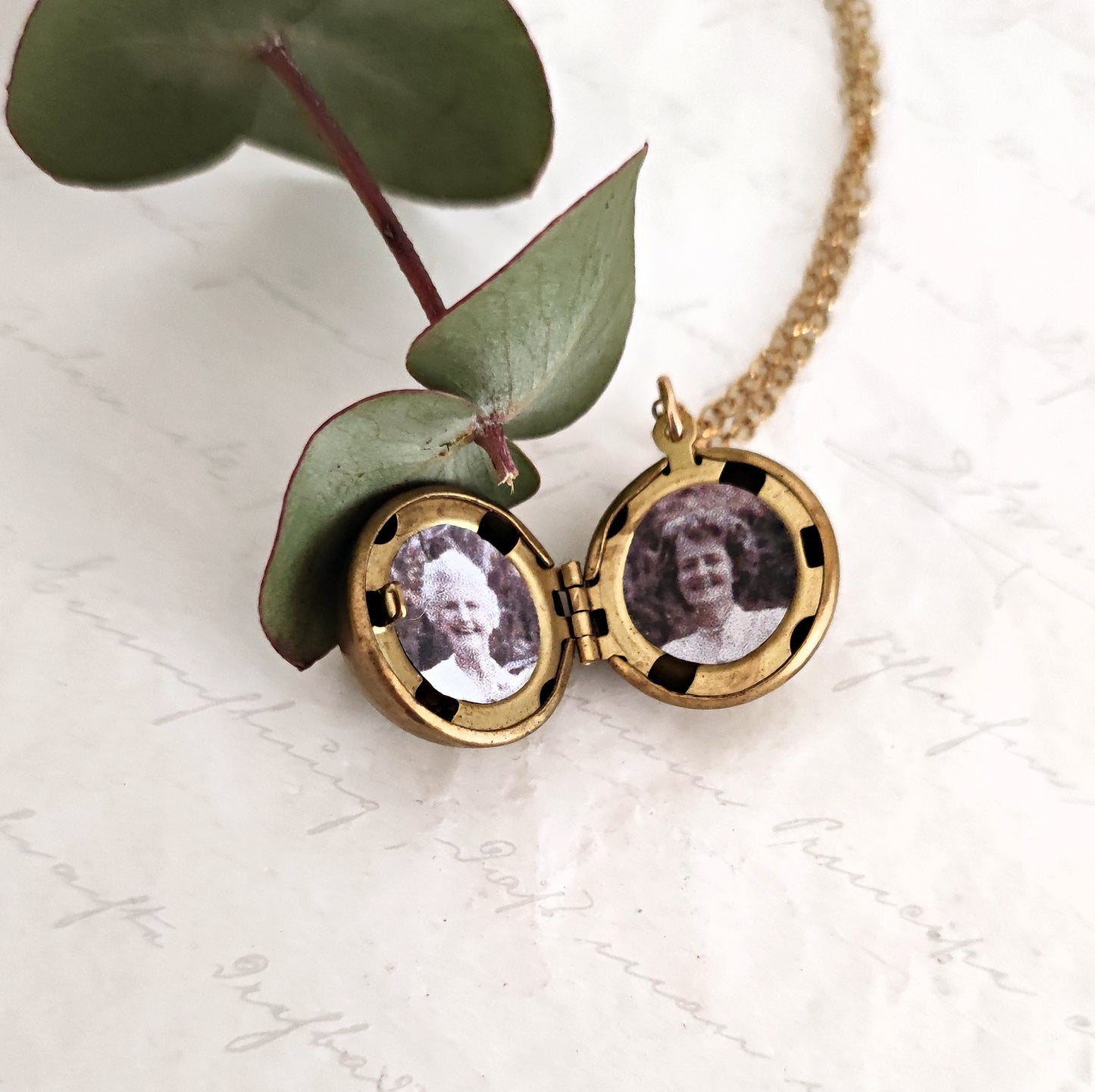 Vintage spherical photo frame in natural brass