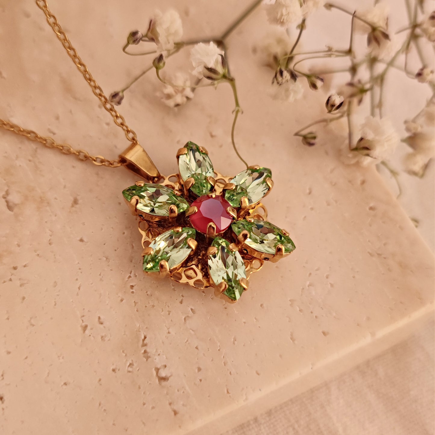 Collana Anastasia con incisione Together in Paris VINTAGE CHRYSOLITE M