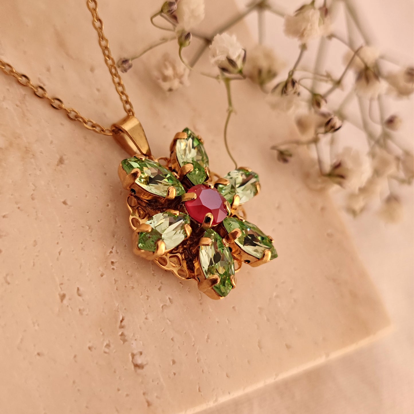 Collana Anastasia con incisione Together in Paris VINTAGE CHRYSOLITE M
