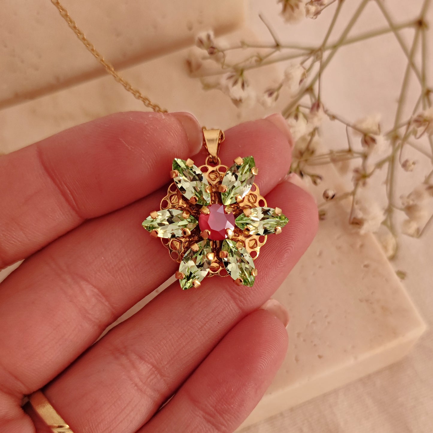 Collana Anastasia con incisione Together in Paris VINTAGE CHRYSOLITE M