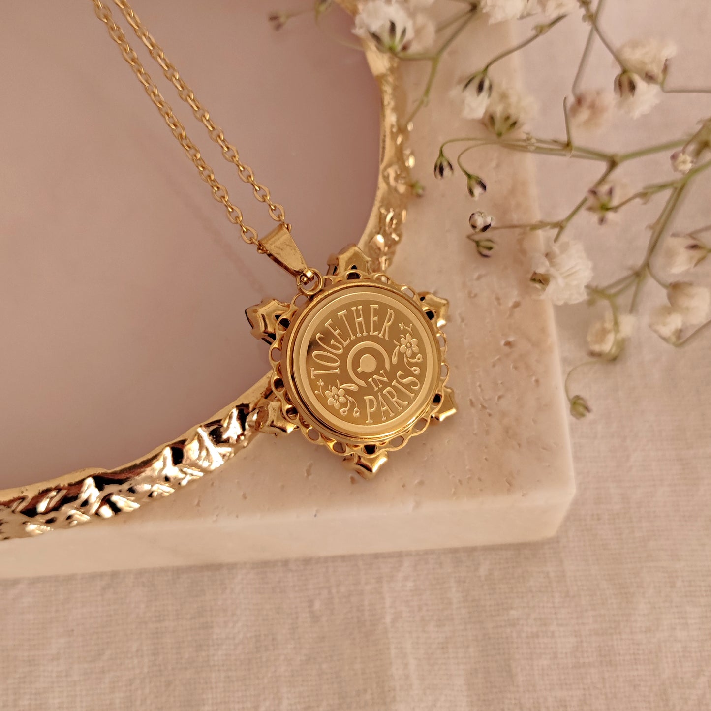 Collana Anastasia con incisione Together in Paris VINTAGE CHRYSOLITE M
