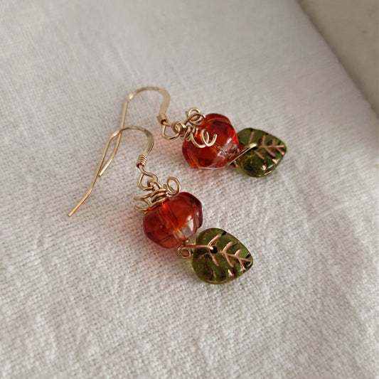 Orecchini zucca e foglia "Sweet Pumpkins"