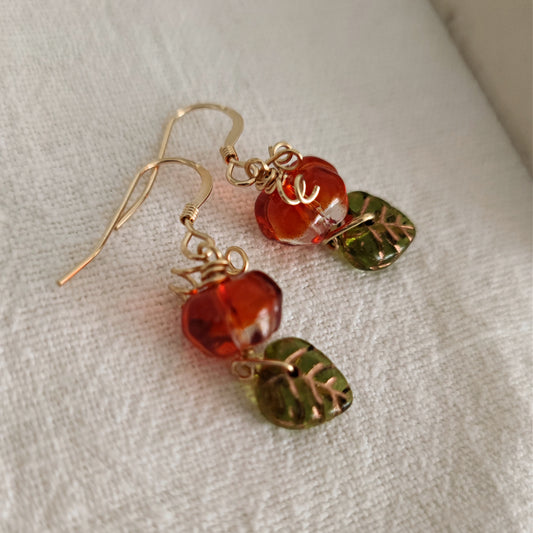 Orecchini zucca e foglia "Sweet Pumpkins"