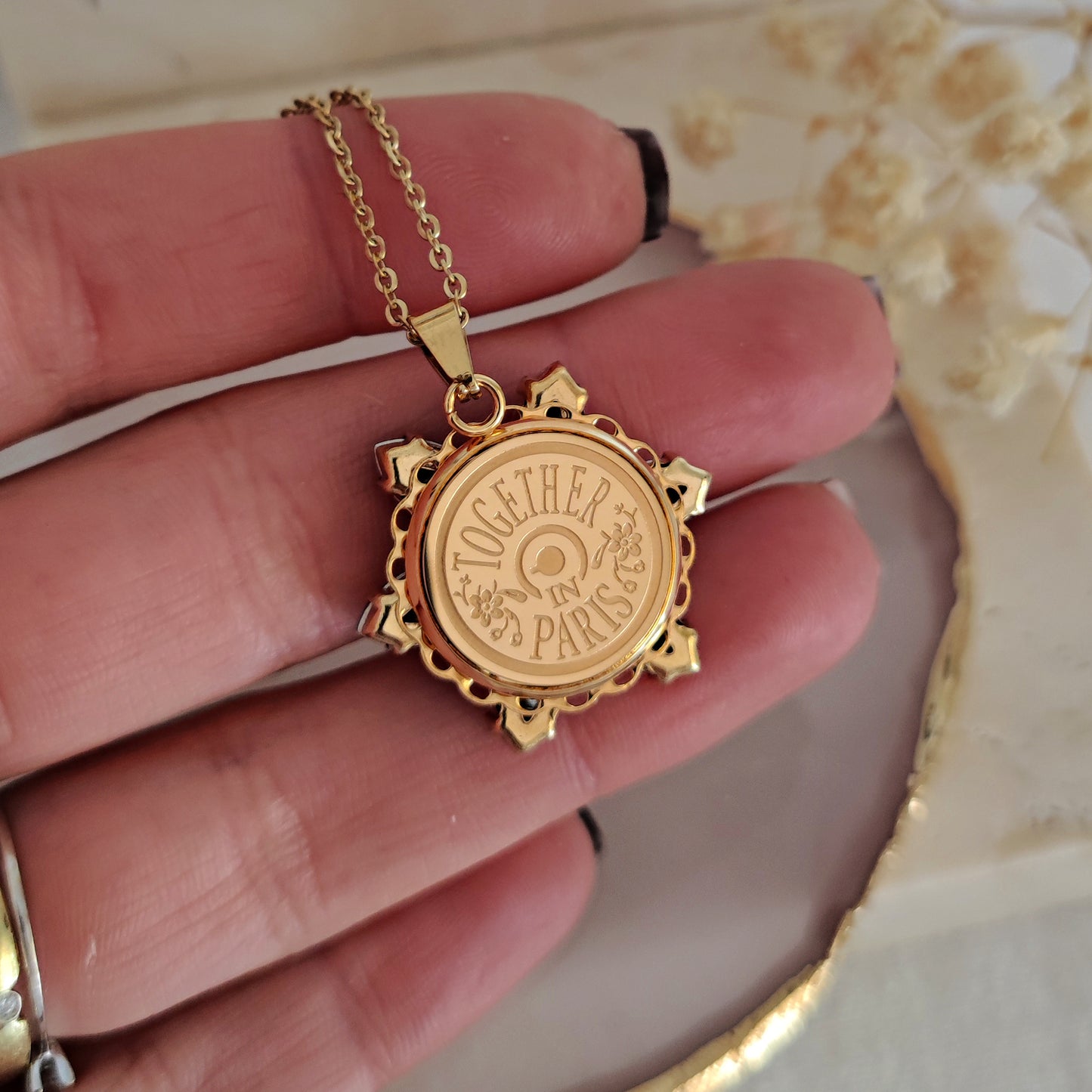 Anastasia Inspired Together In Paris Engraved Necklace ERINITE M