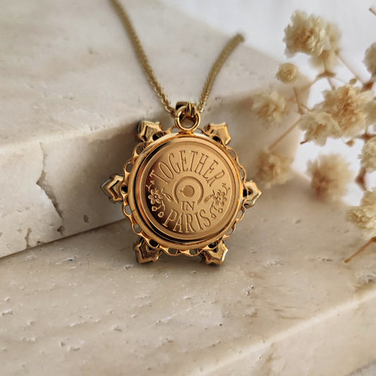 Anastasia ENGRAVED Necklace Together in Paris Aurora Light Emerald M