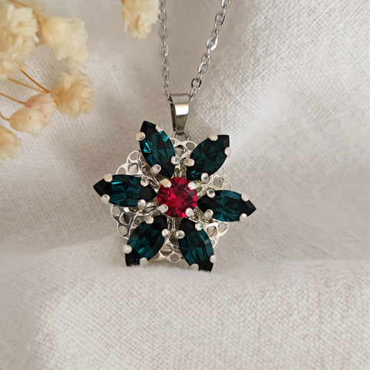 Anastasia ENGRAVED Necklace Together in Paris EMERALD M - Silver