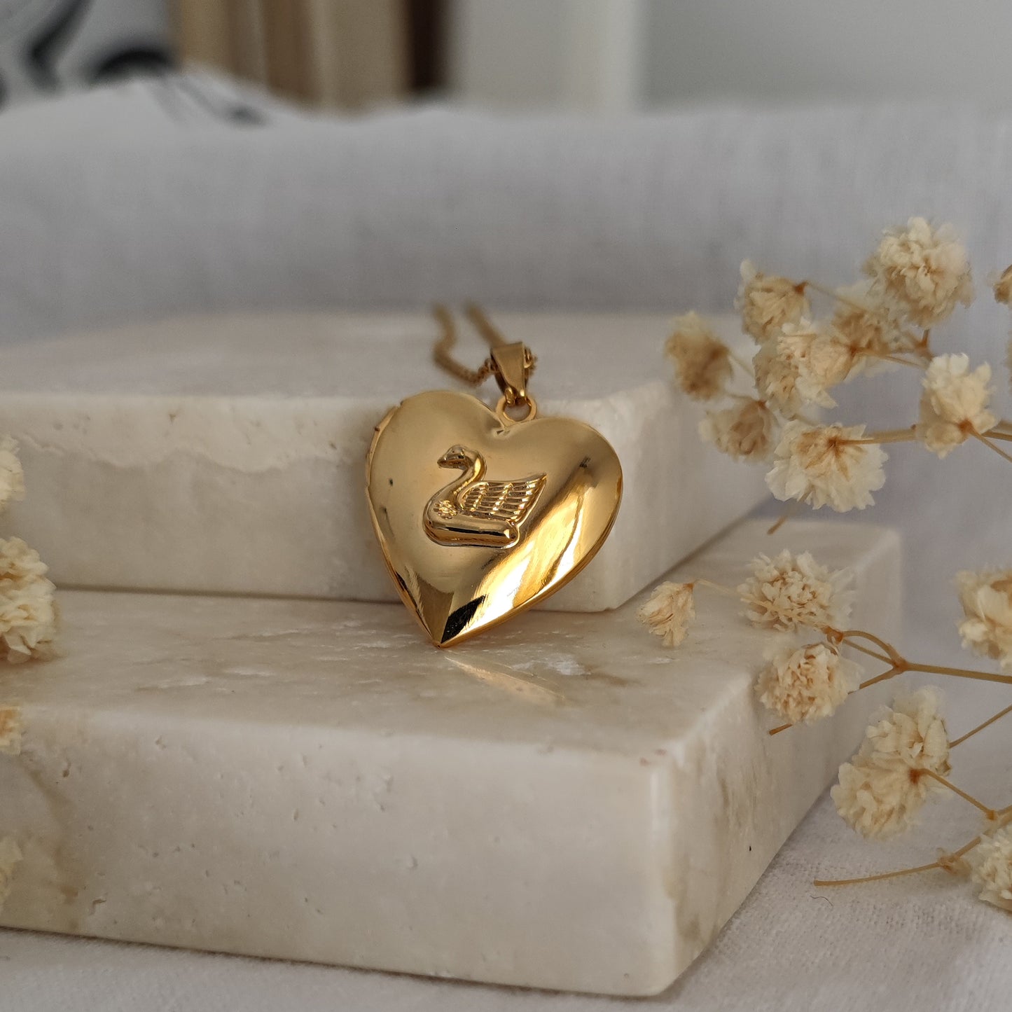 Collana Cuore Apribile Cigno, oro - BIG