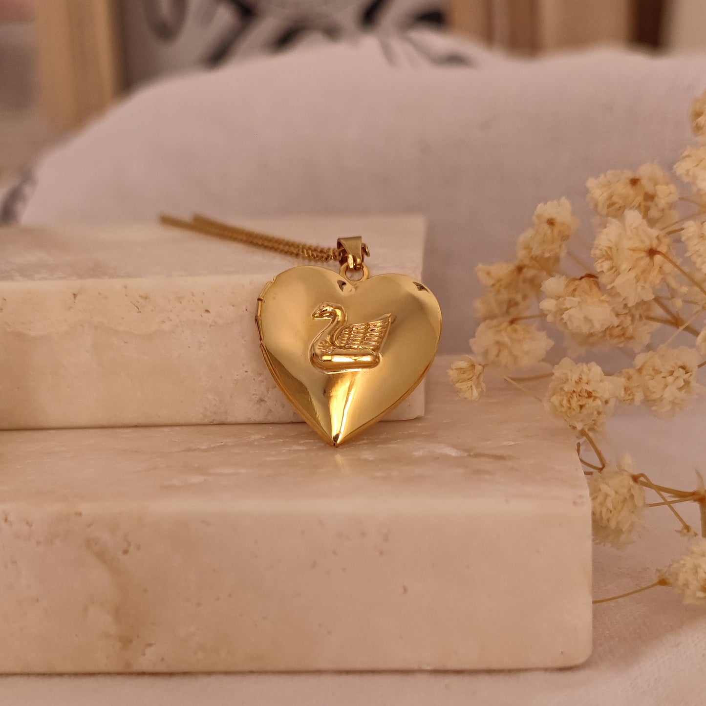 Collana Cuore Apribile Cigno, oro - BIG