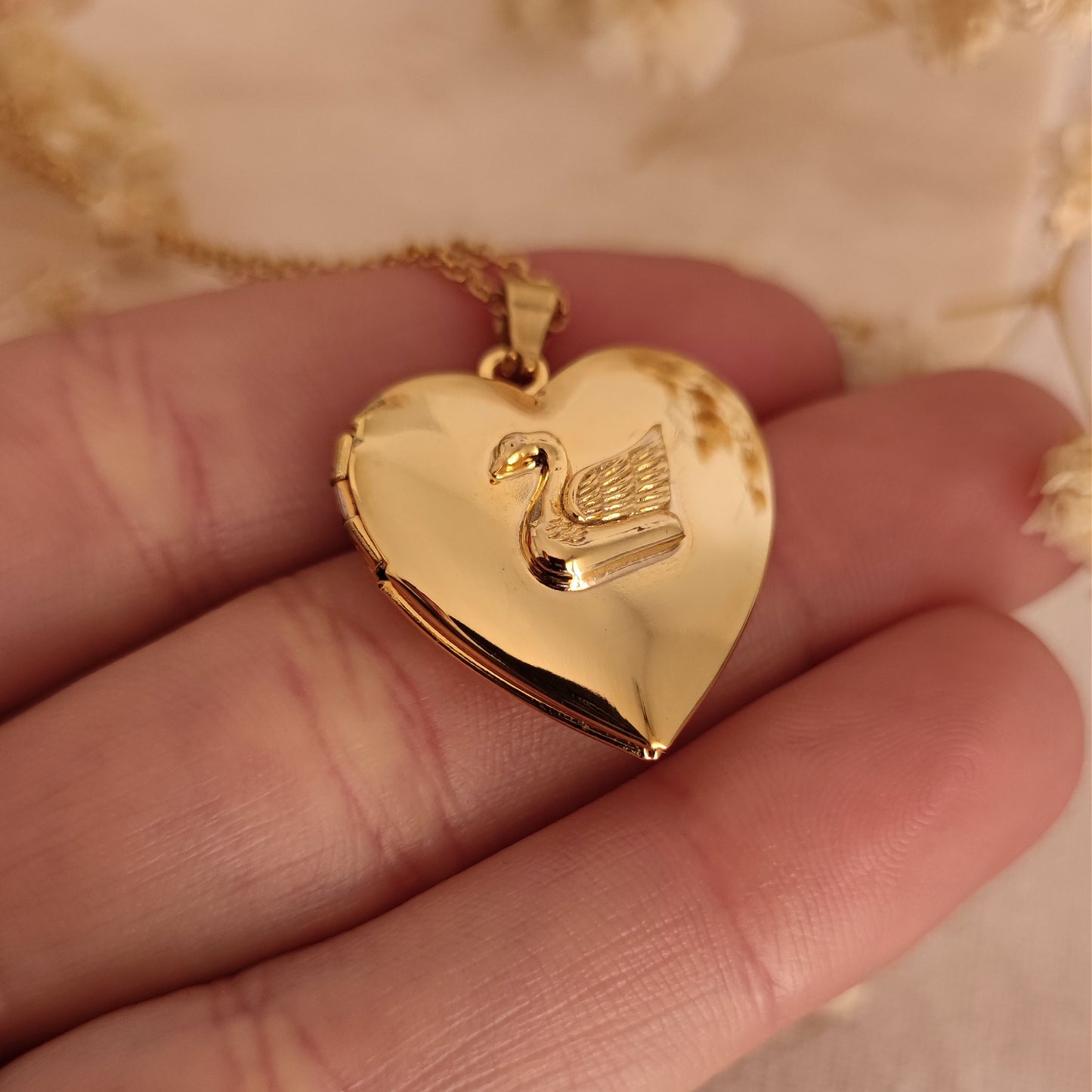 Collana Cuore Apribile Cigno, oro - BIG