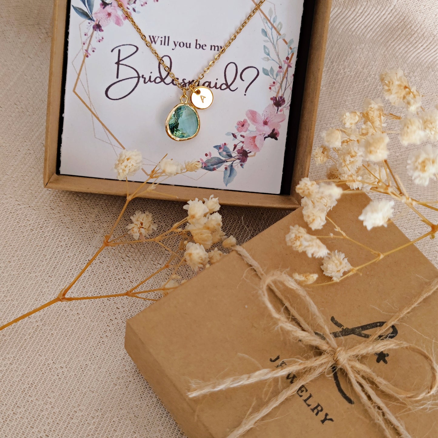 Set Damigella Proposal Card - Sage Green + iniziale