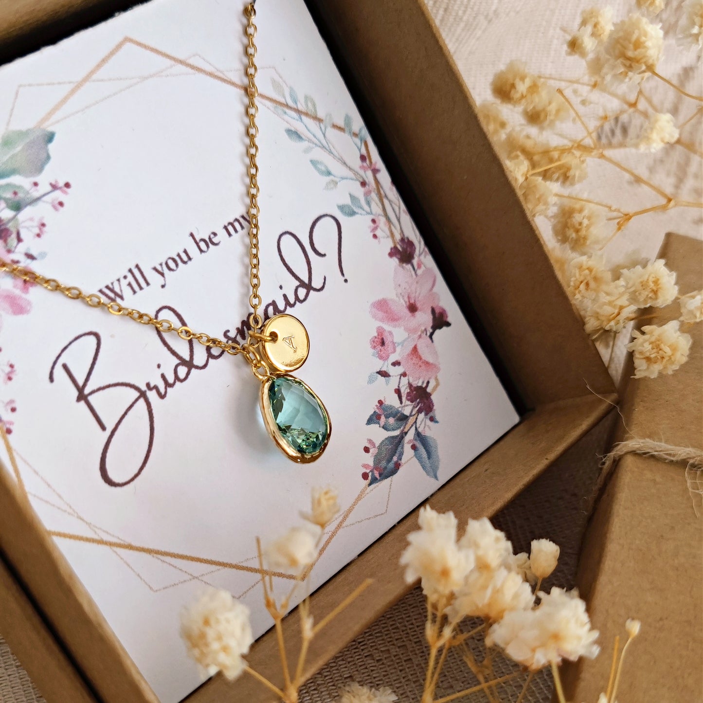 Set Damigella Proposal Card - Sage Green + iniziale