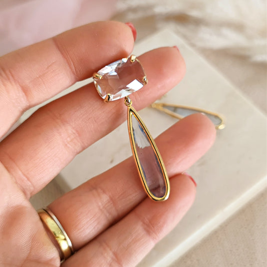 Orecchini Art Deco a goccia Light Sapphire