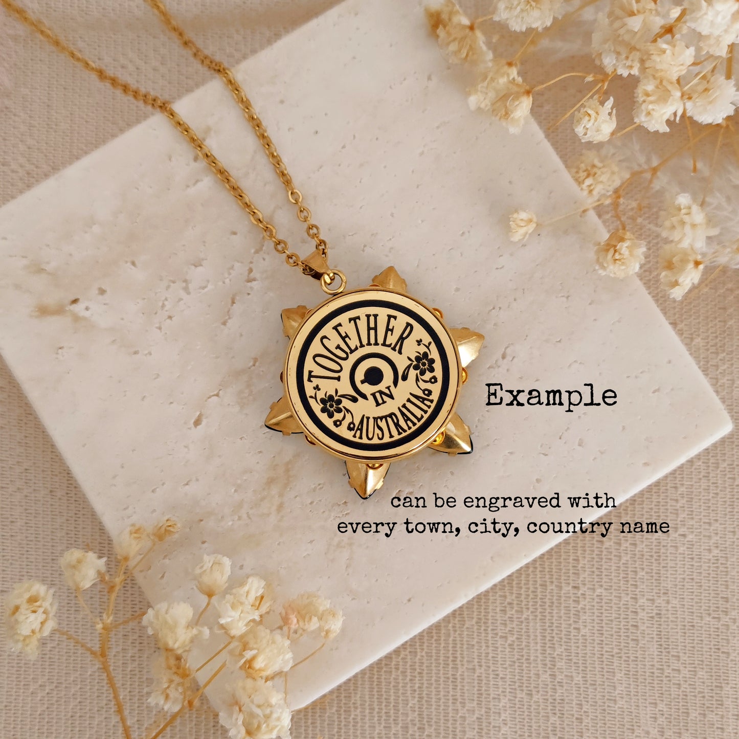Collana Anastasia con incisione personalizzata, Ciondolo Insieme a "scegli la tua città", EMERALD UD