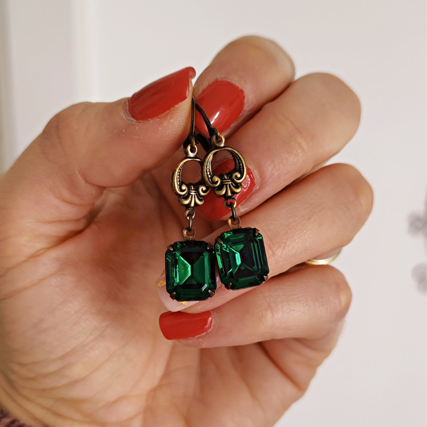 Orecchini Art Deco Emerald quadrati