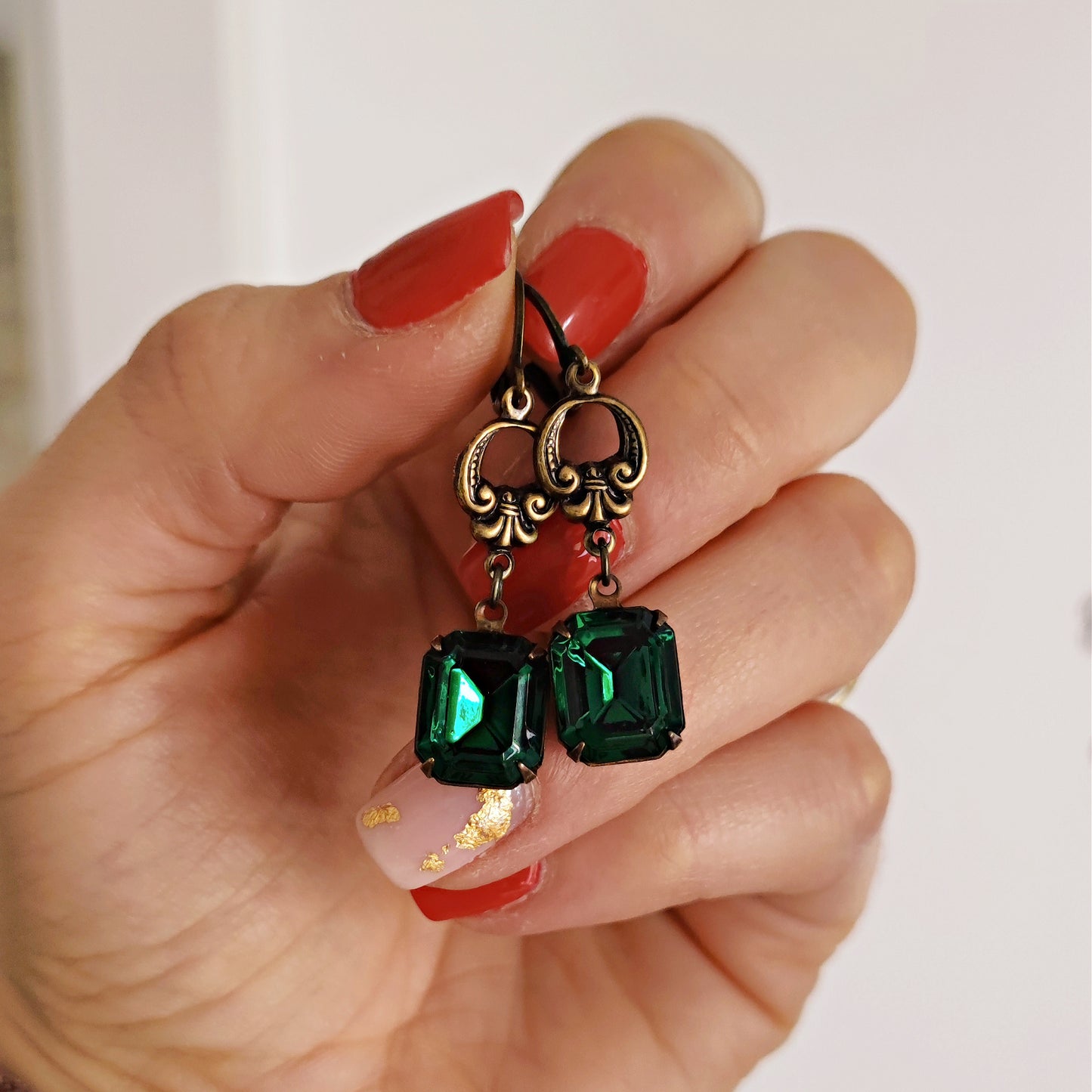 Orecchini Art Deco Emerald quadrati