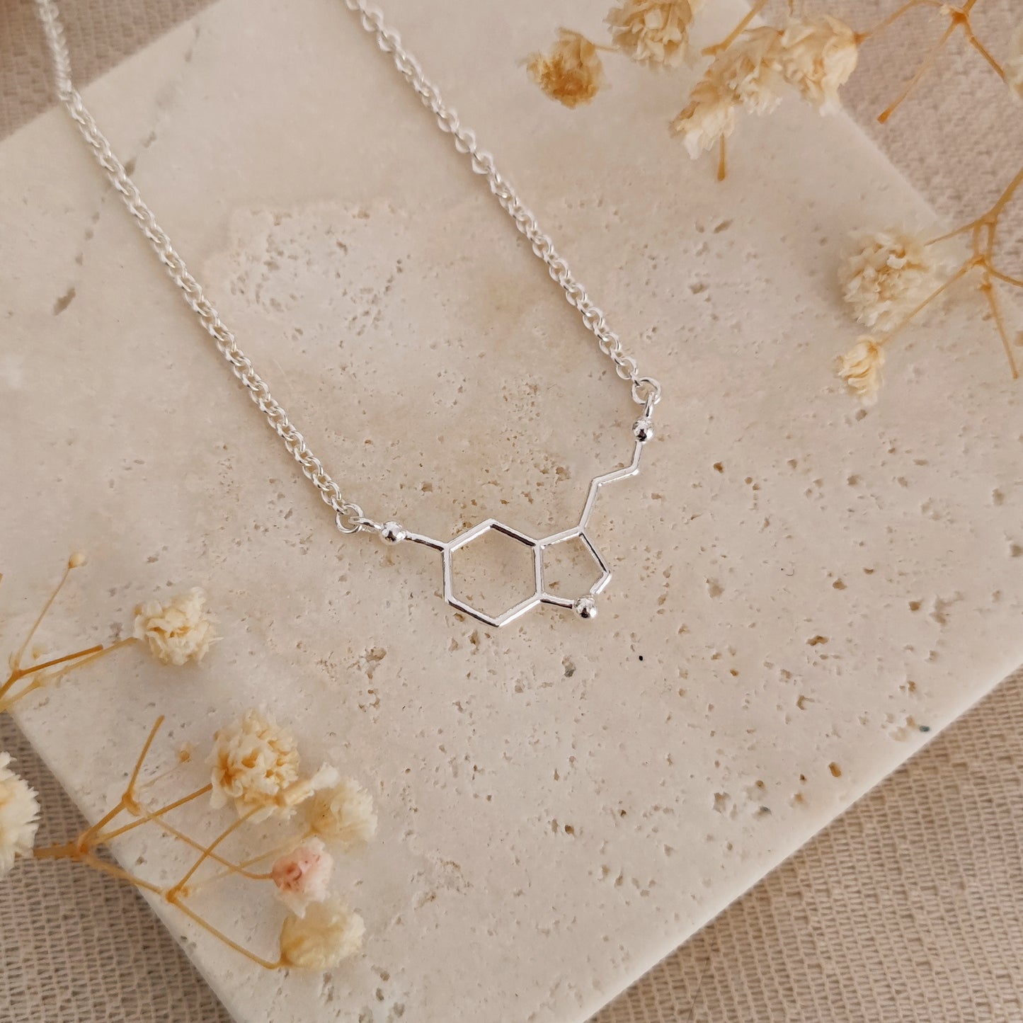 Serotonin necklace, science jewelry, science necklace