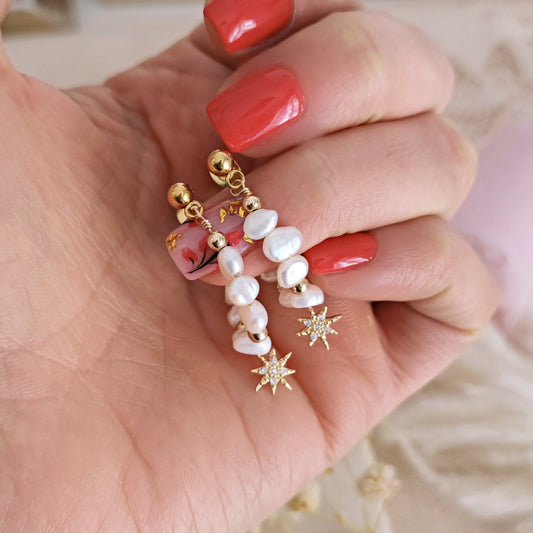 Earrings with freshwater pearls and north star // CALLULA