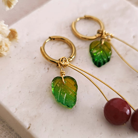 Dangling cherries hoops earrings // CHERRY FAIRY