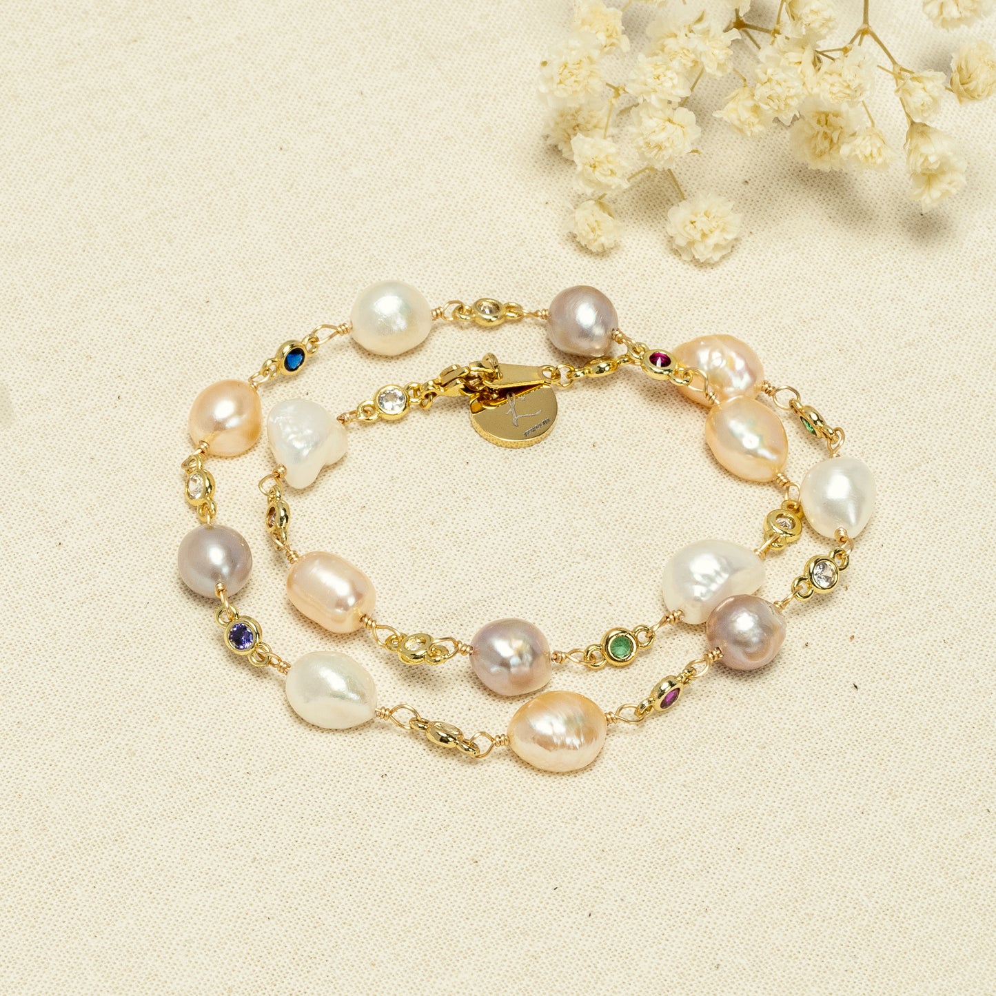 Choker "Adele" con perle d'acqua dolce e zirconi