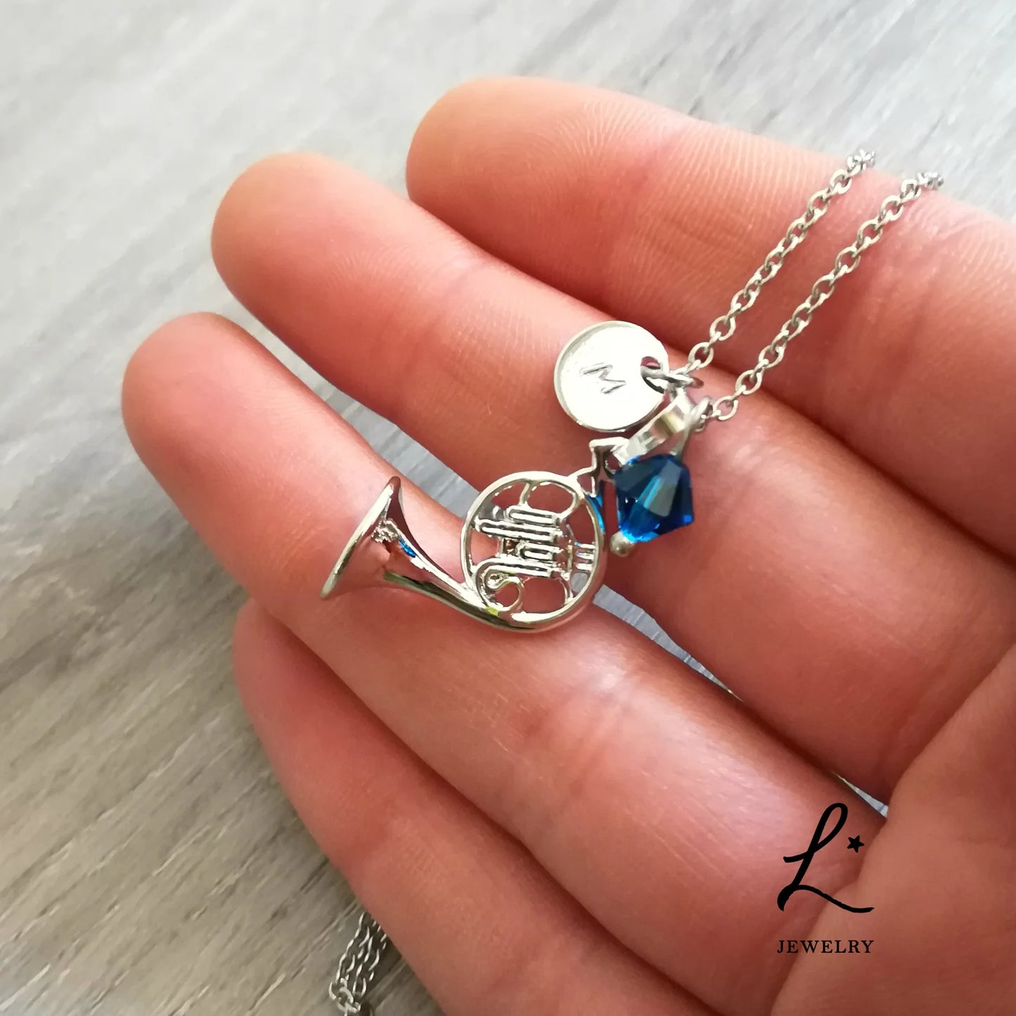 Collana Corno Blu Francese personalizzabile, versione argento