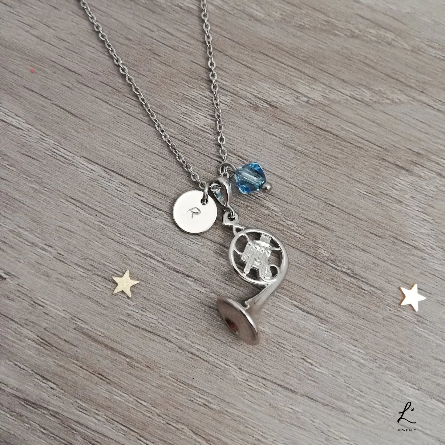 Collana Corno Blu Francese personalizzabile, versione argento