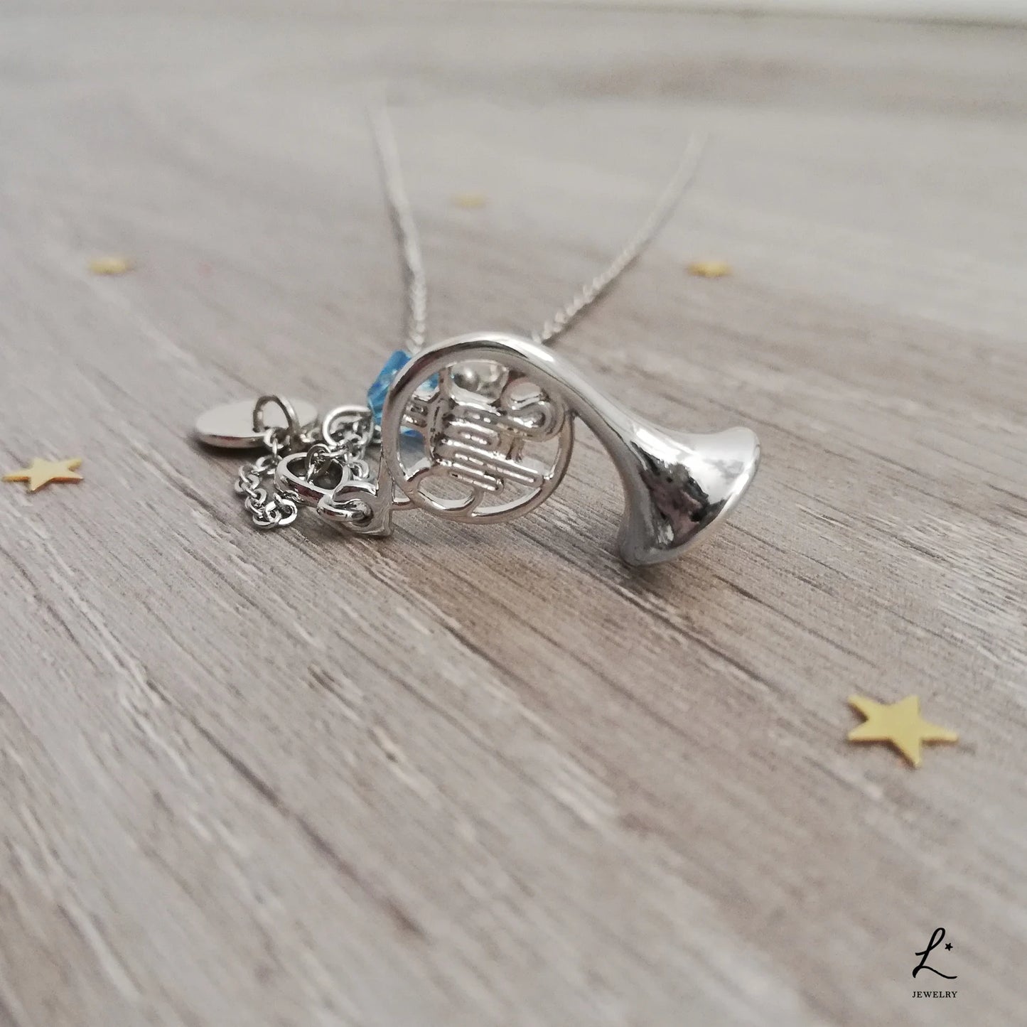 Collana Corno Blu Francese personalizzabile, versione argento
