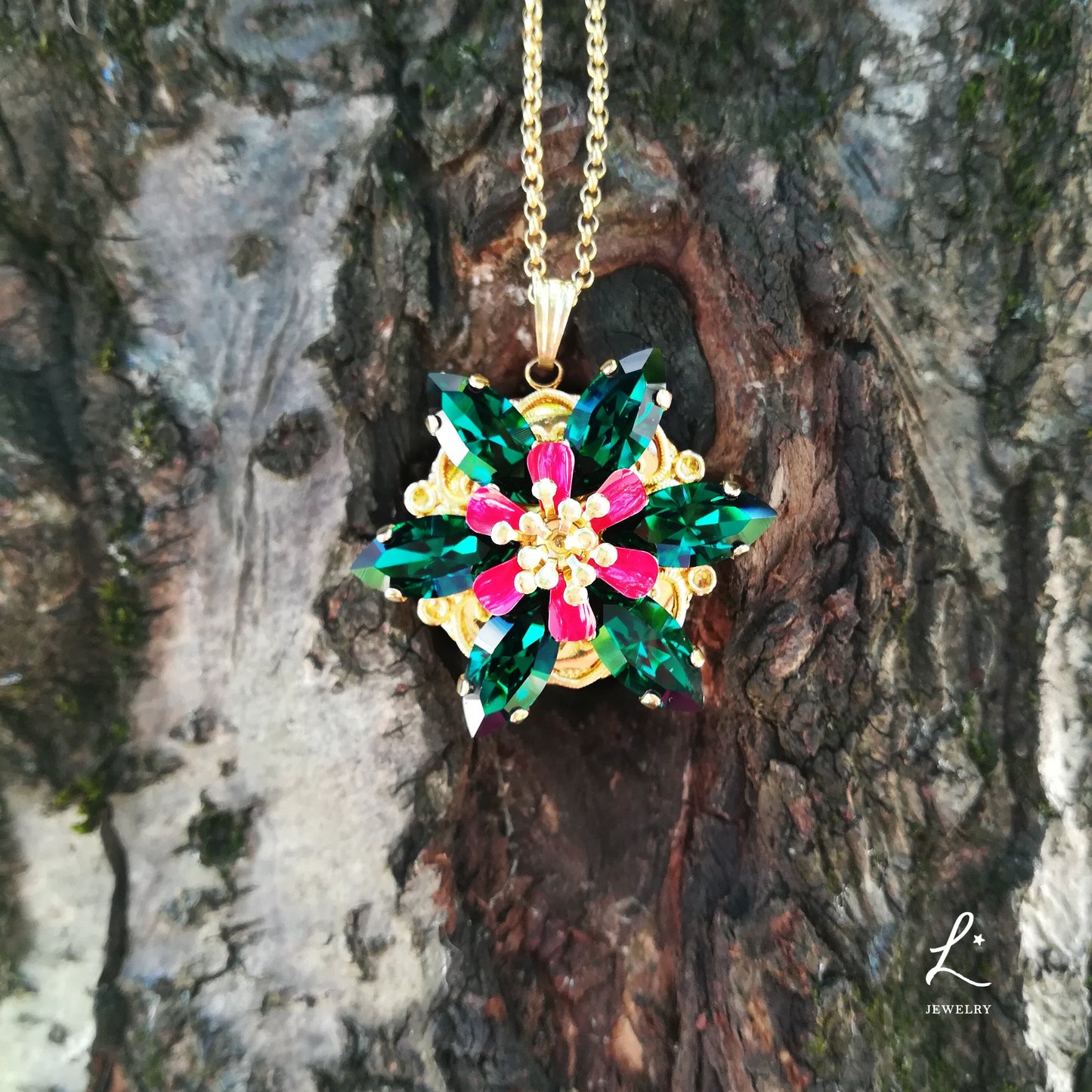 Collana Anastasia con incisione Together in paris EMERALD D