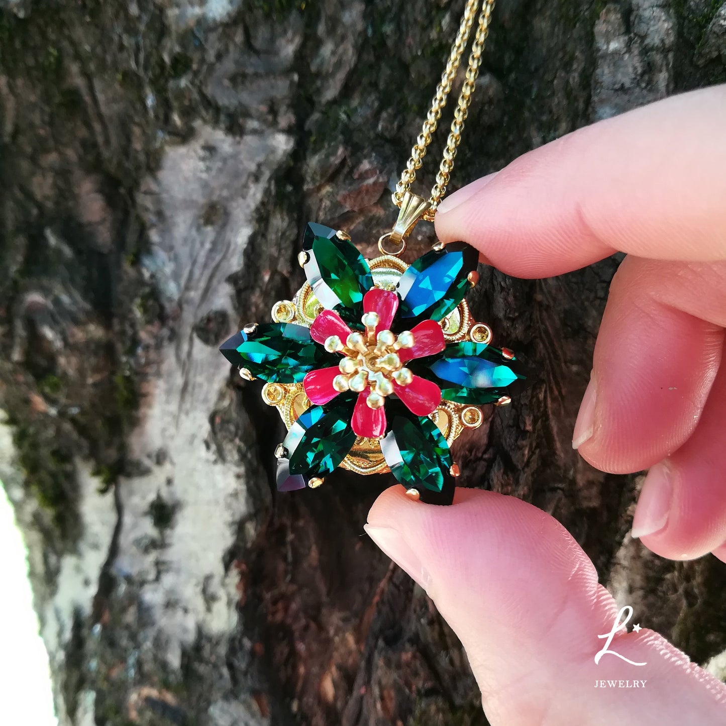 Collana Anastasia con incisione Together in paris EMERALD D