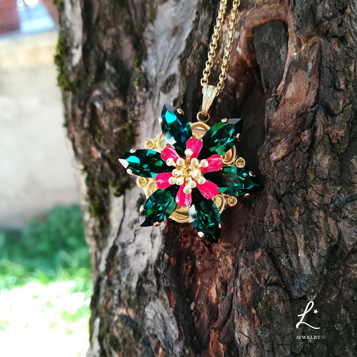 Collana Anastasia con incisione Together in paris EMERALD D