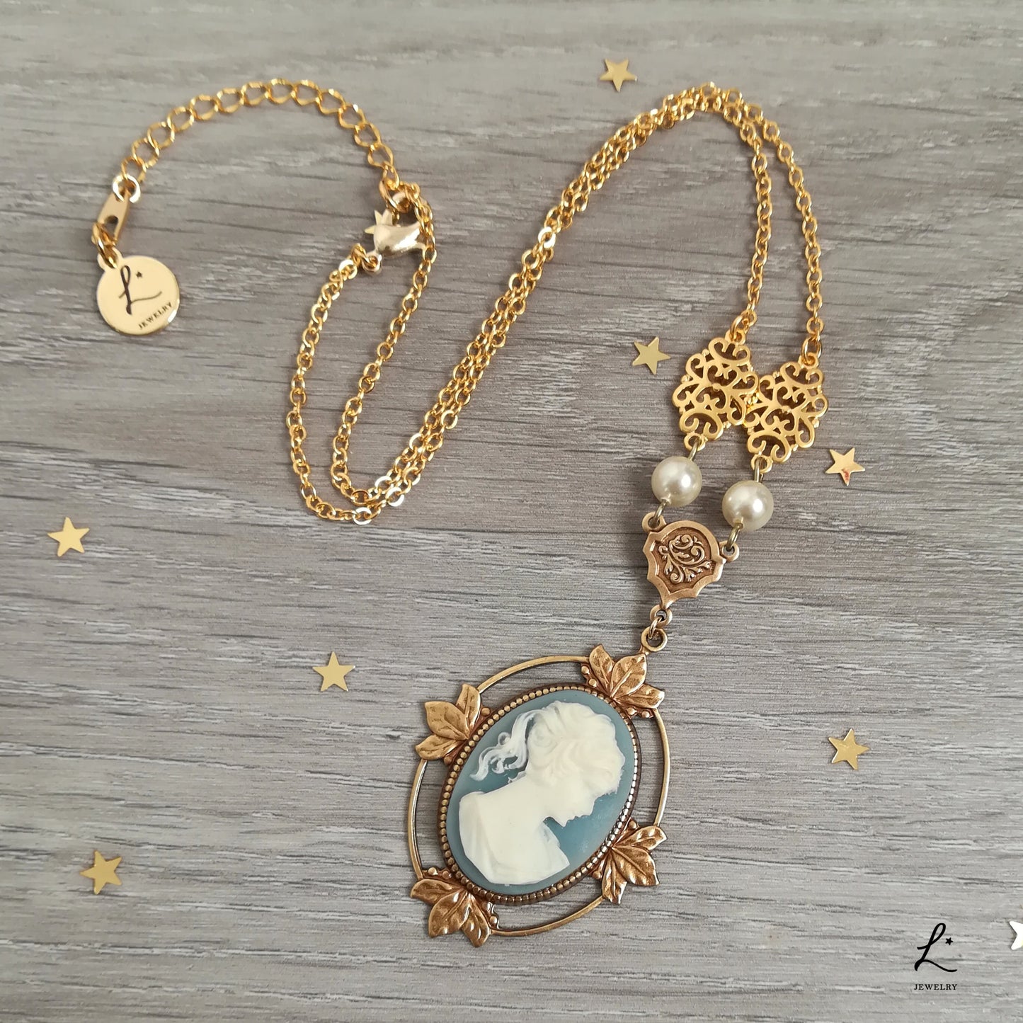 Collana cammeo vittoriano con accenti art deco