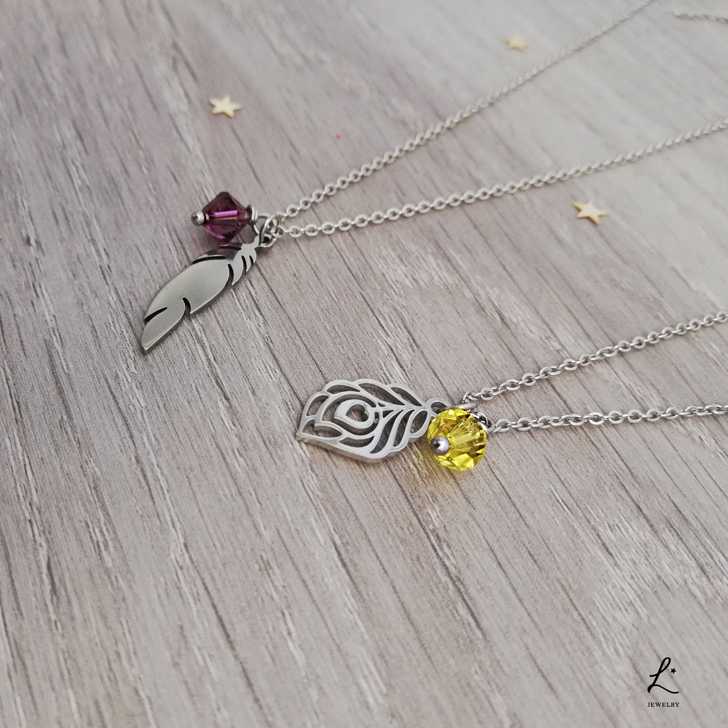 Collana Piuma Viola e Piuma Gialla, Collana Piuma per Lui e per Lei