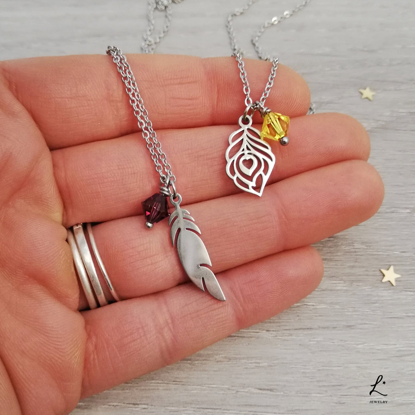 Collana Piuma Viola e Piuma Gialla, Collana Piuma per Lui e per Lei