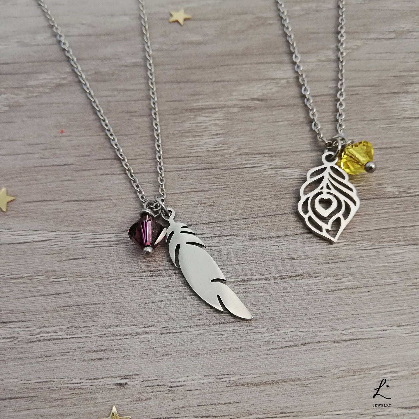 Collana Piuma Viola e Piuma Gialla, Collana Piuma per Lui e per Lei
