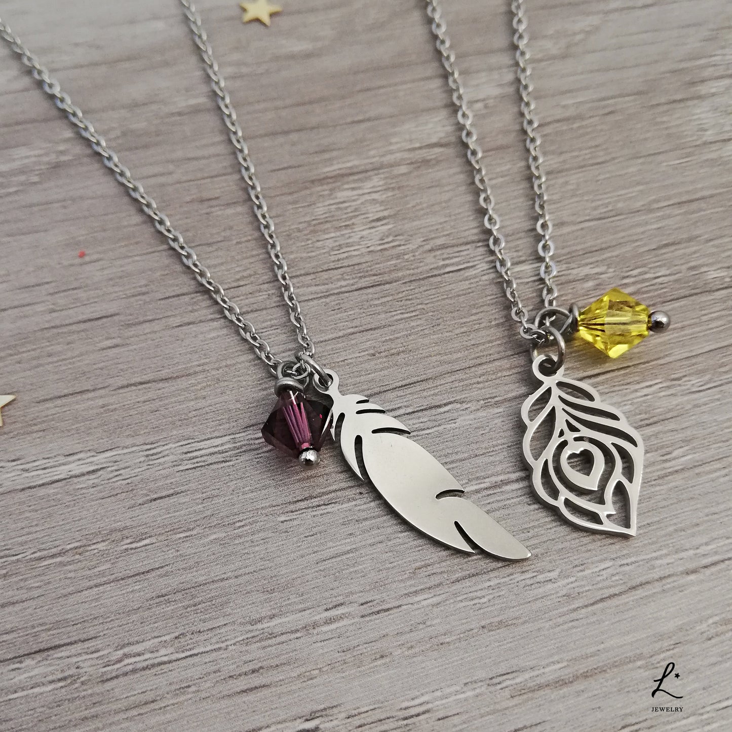 Collana Piuma Viola e Piuma Gialla, Collana Piuma per Lui e per Lei