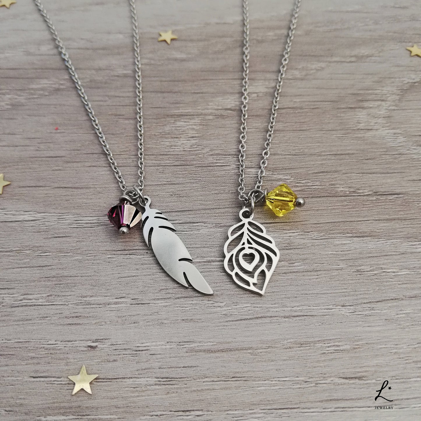 Collana Piuma Viola e Piuma Gialla, Collana Piuma per Lui e per Lei