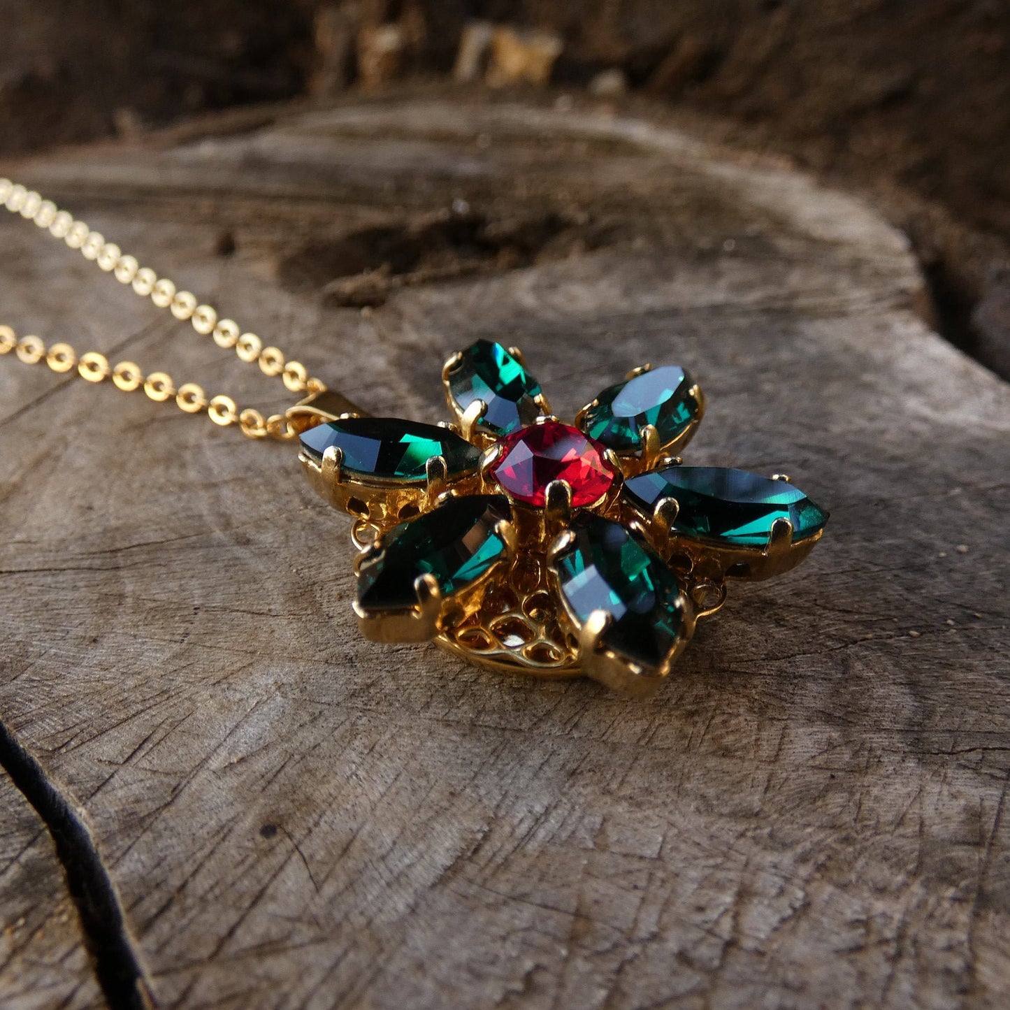 Anastasia ENGRAVED Necklace Together in Paris EMERALD M