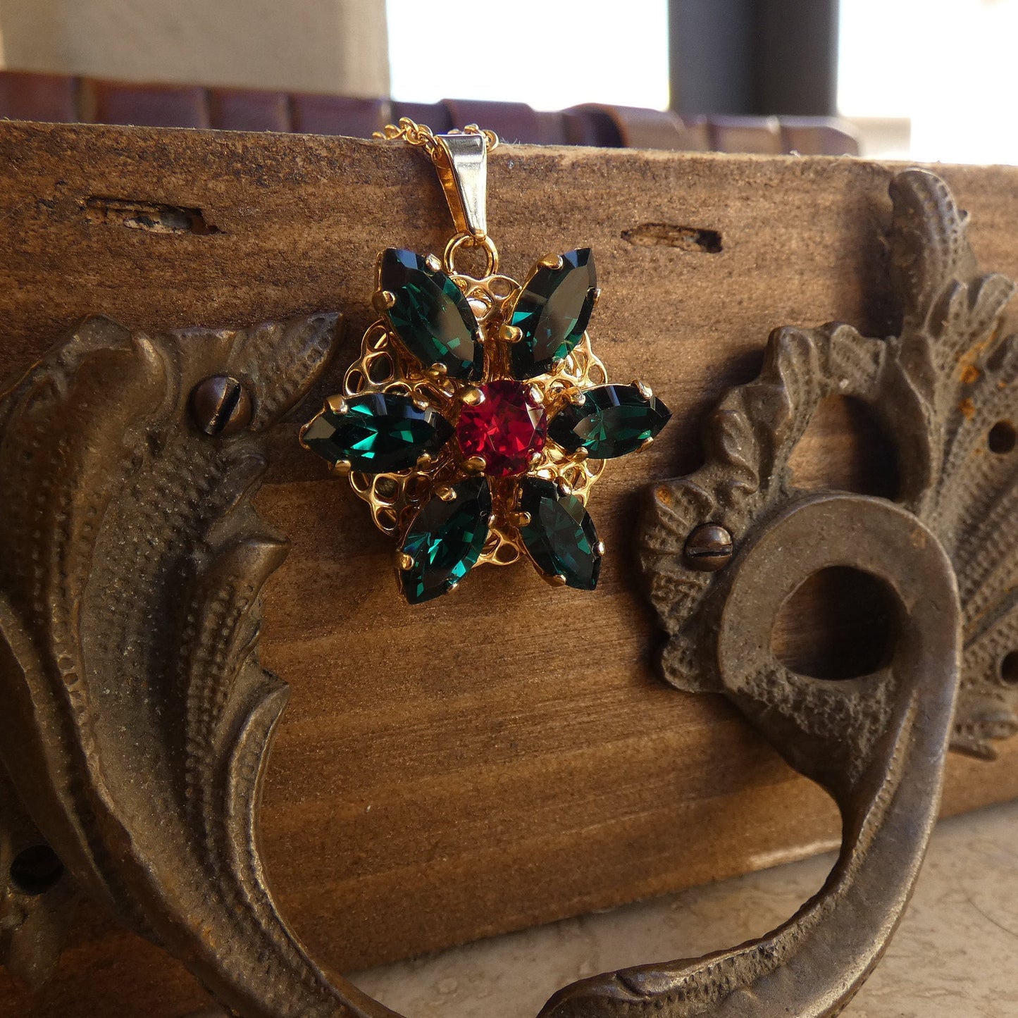 Anastasia ENGRAVED Necklace Together in Paris EMERALD M