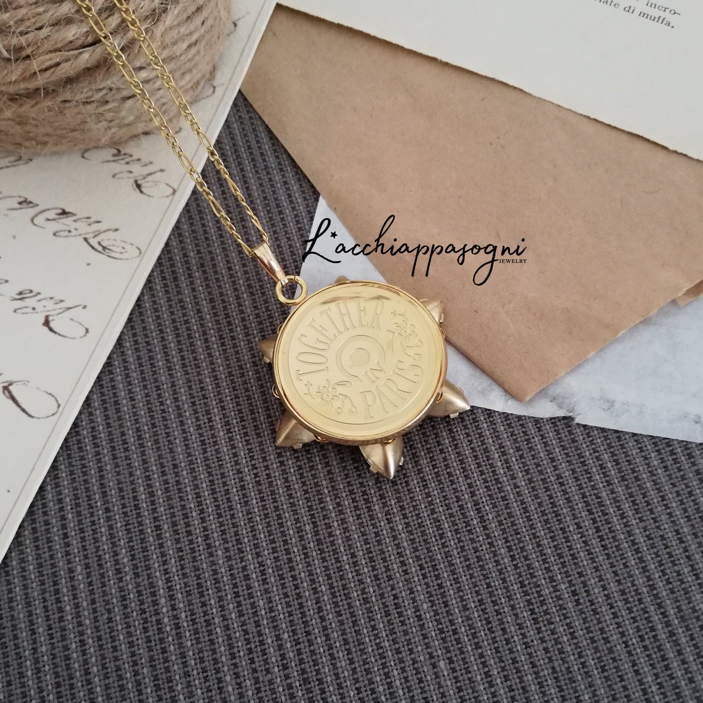 Anastasia ENGRAVED Necklace Together in Paris EMERALD UD