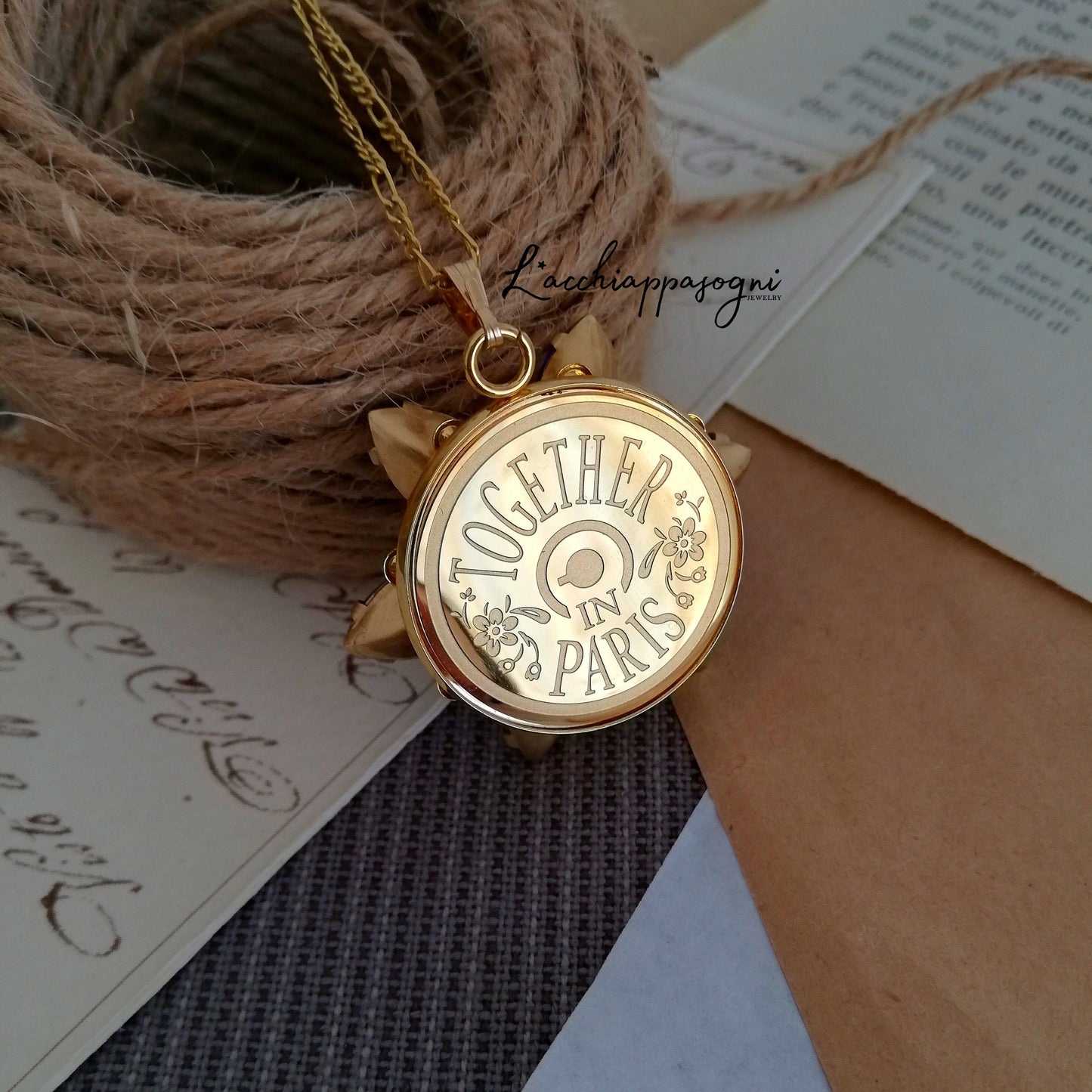 Collana Anastasia con incisione Together in paris EMERALD D