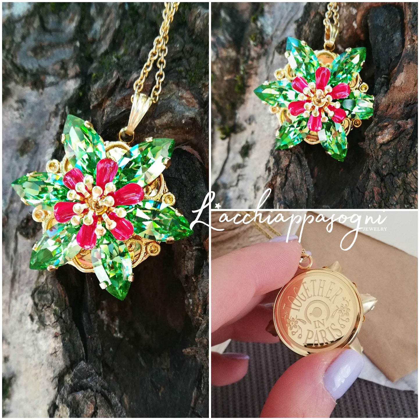 Collana Anastasia con incisione Together in Paris PERIDOT D