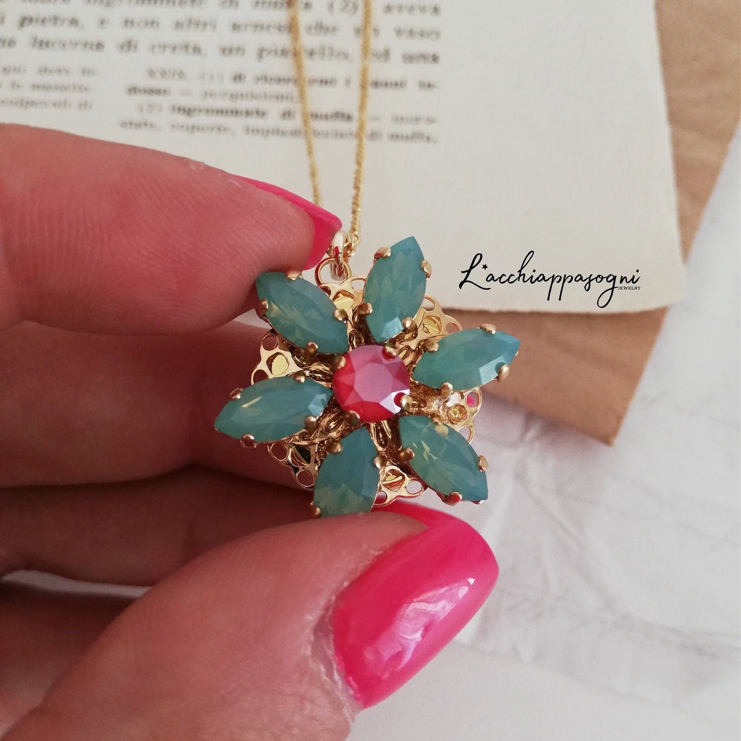 Collana Anastasia con incisione Together in Paris PACIFIC OPAL M
