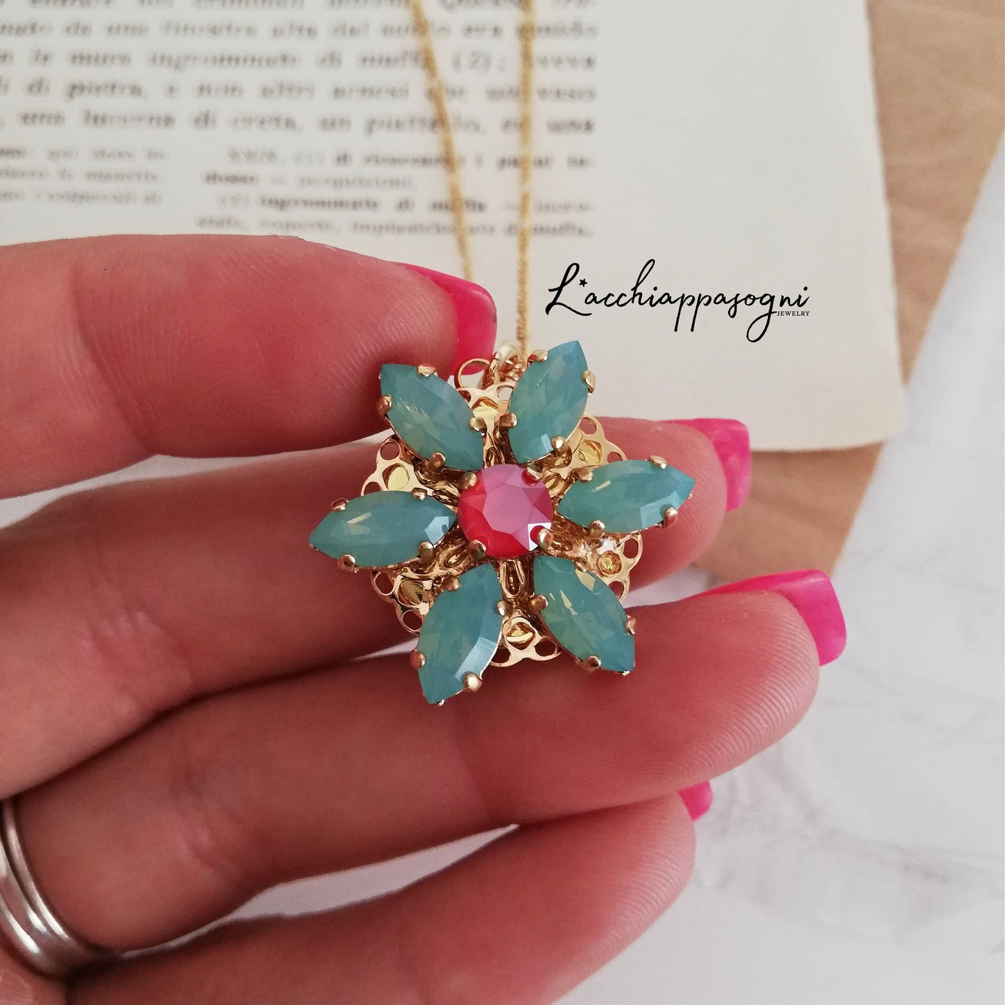 Collana Anastasia con incisione Together in Paris PACIFIC OPAL M