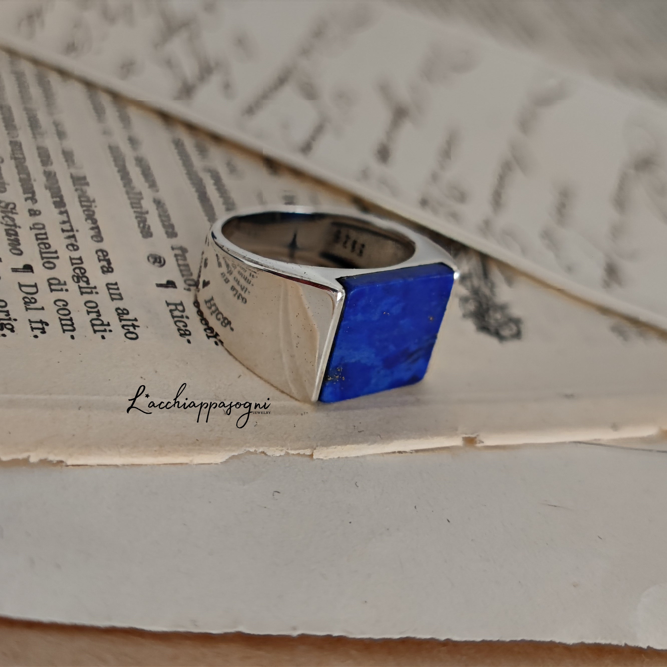 LAST PIECE Solar ring in 925 silver and Lapis Lazuli