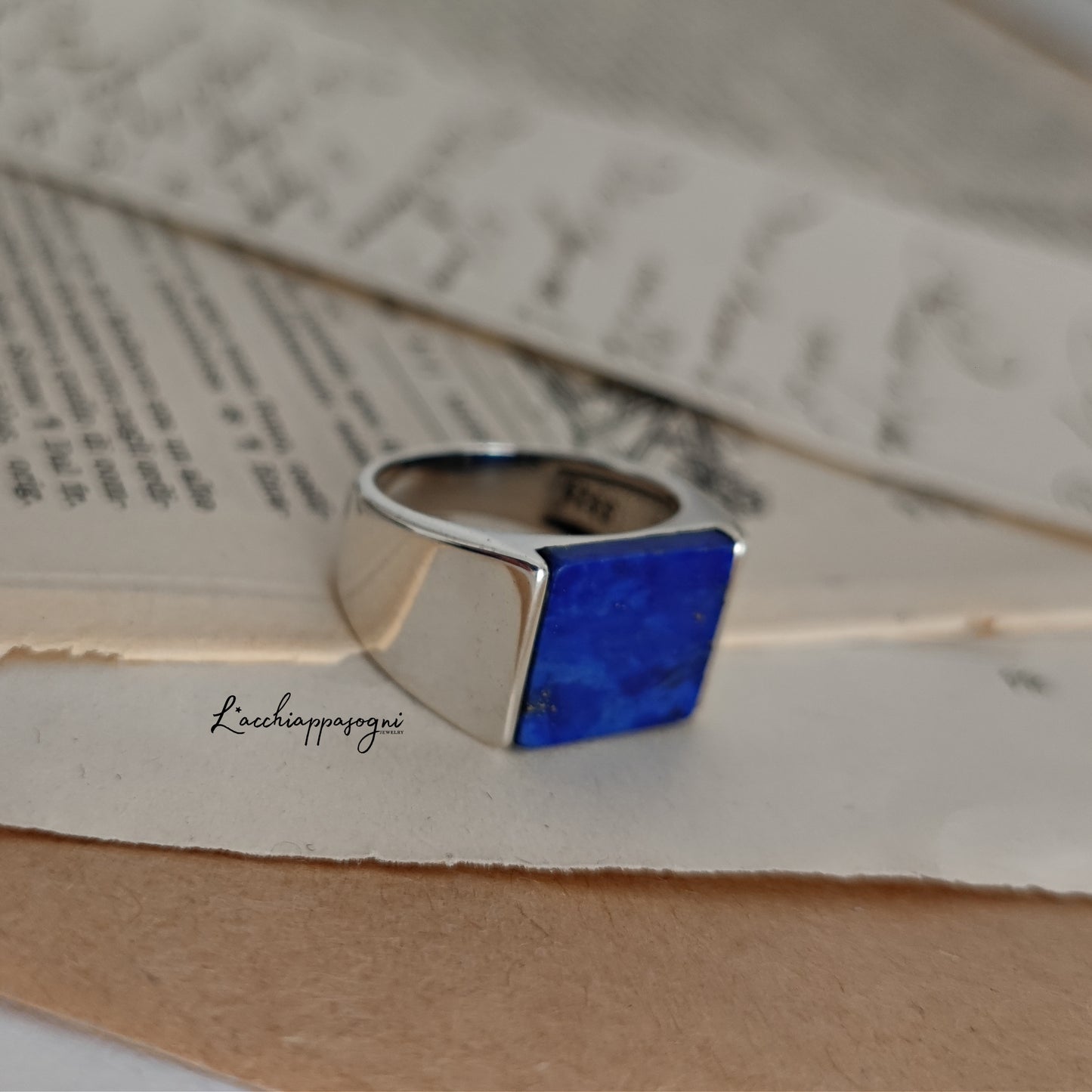 LAST PIECE Solar ring in 925 silver and Lapis Lazuli