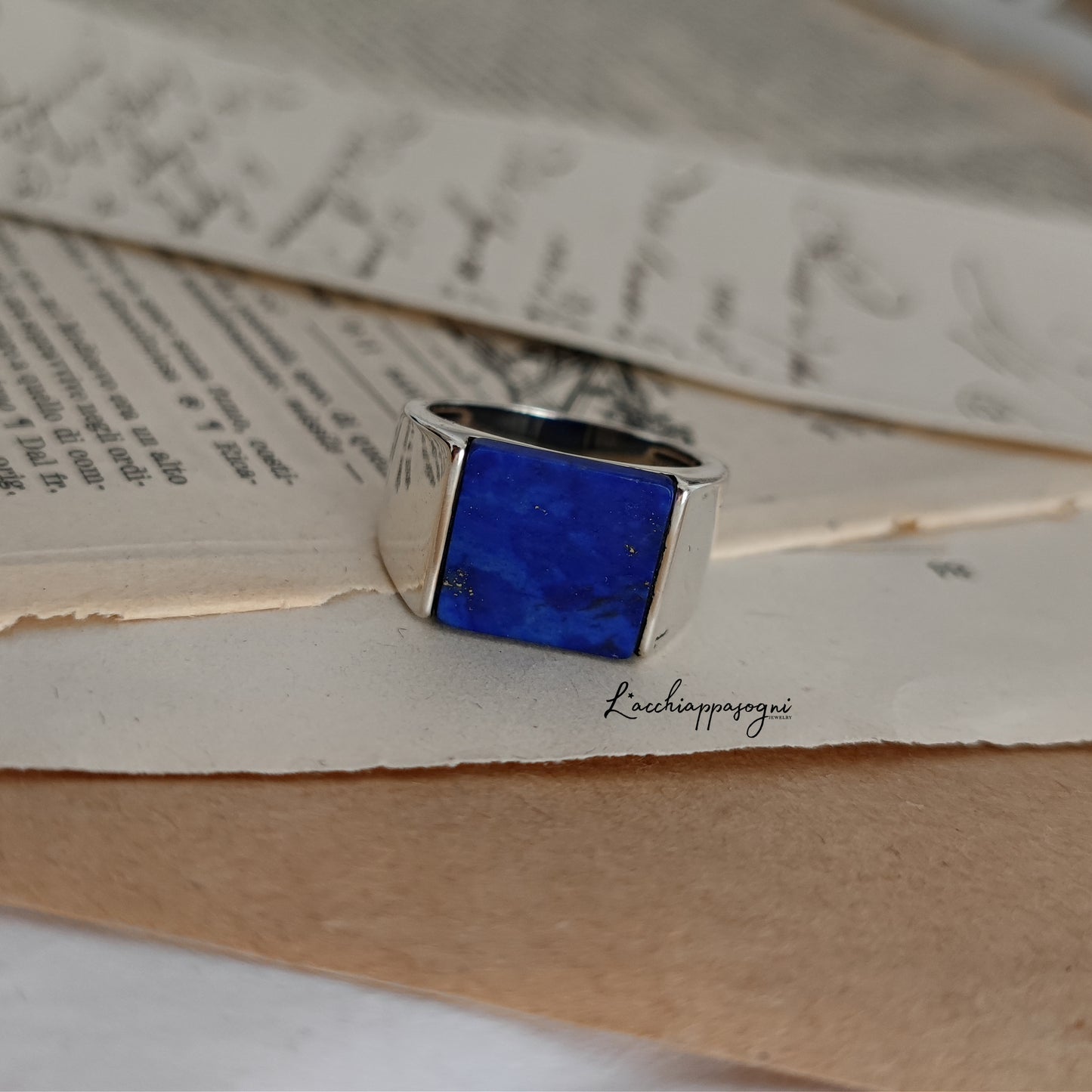 LAST PIECE Solar ring in 925 silver and Lapis Lazuli