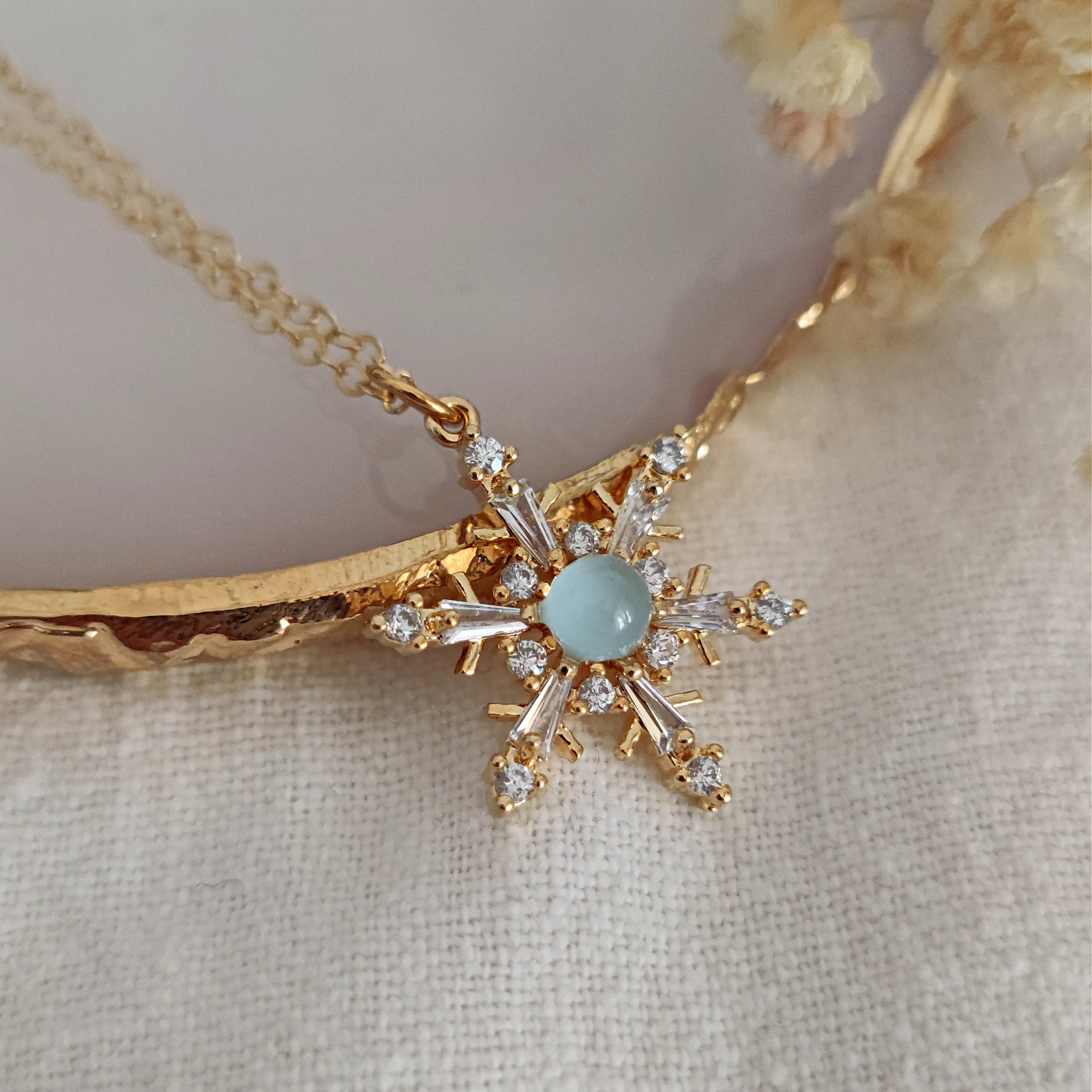 Ice Snowflake necklace with Fluorite – Lacchiappasognijewelry