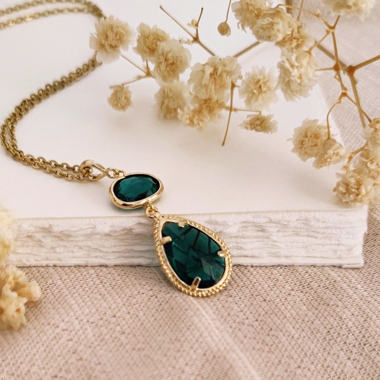 Witches of East End Inspired Wendy Emerald Green Teardrop Necklace